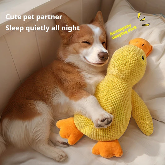 Plush Squeaky Duck Toy for Dogs – Calming Chew Pillow, Teeth Cleaning & Pet Supplies for Puppies